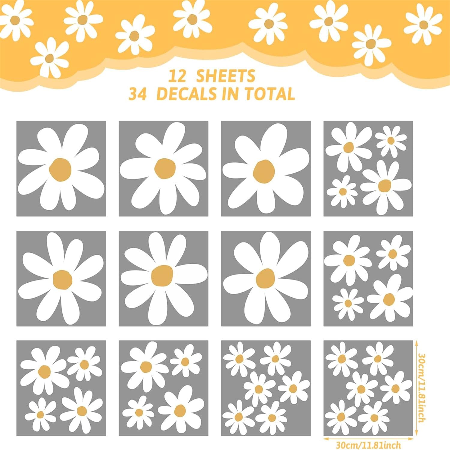 KeLay Fs daisy wall decal large, customizable layout to craft unique wall art