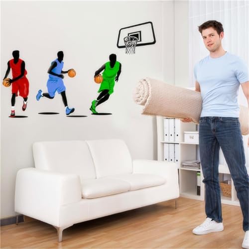 KeLay Fs kids' room decor for boys with sports-themed decals