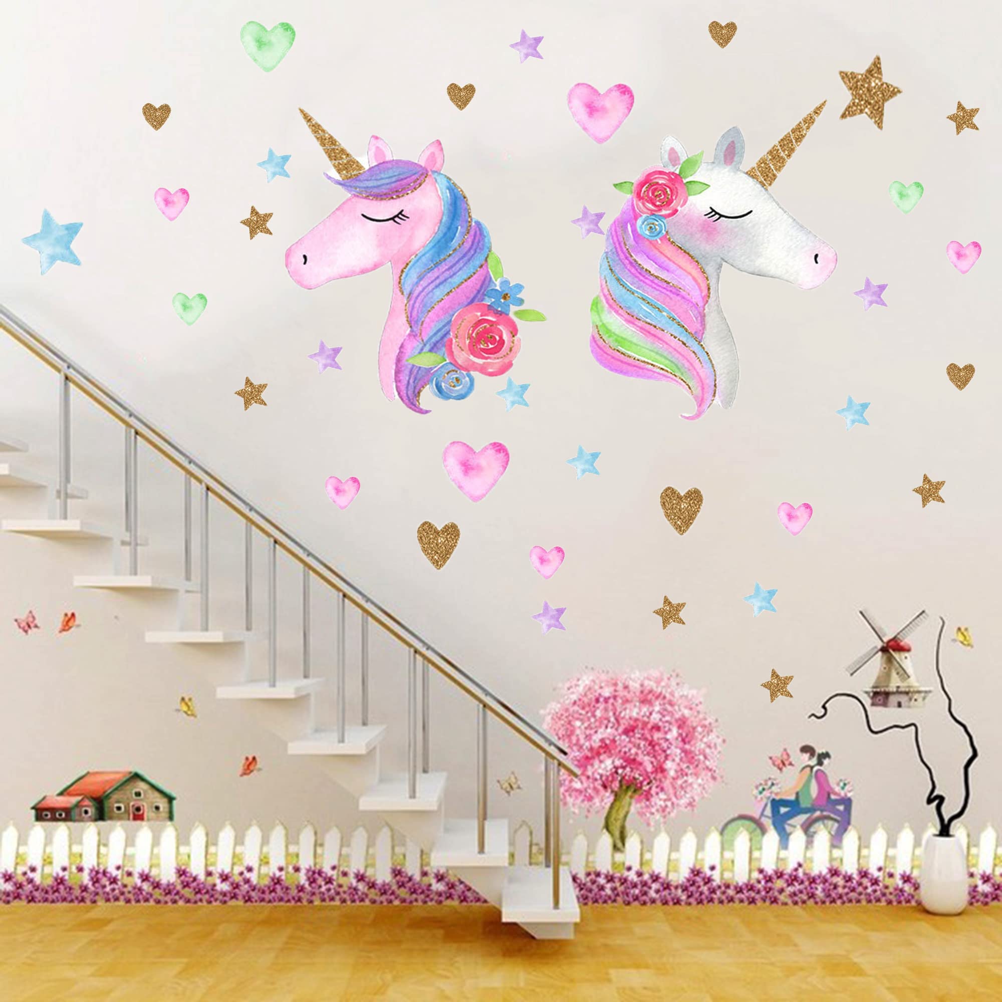 KeLay Fs unicorn wall decal DIY-wall-decoration suitable for bedrooms and nurseries.