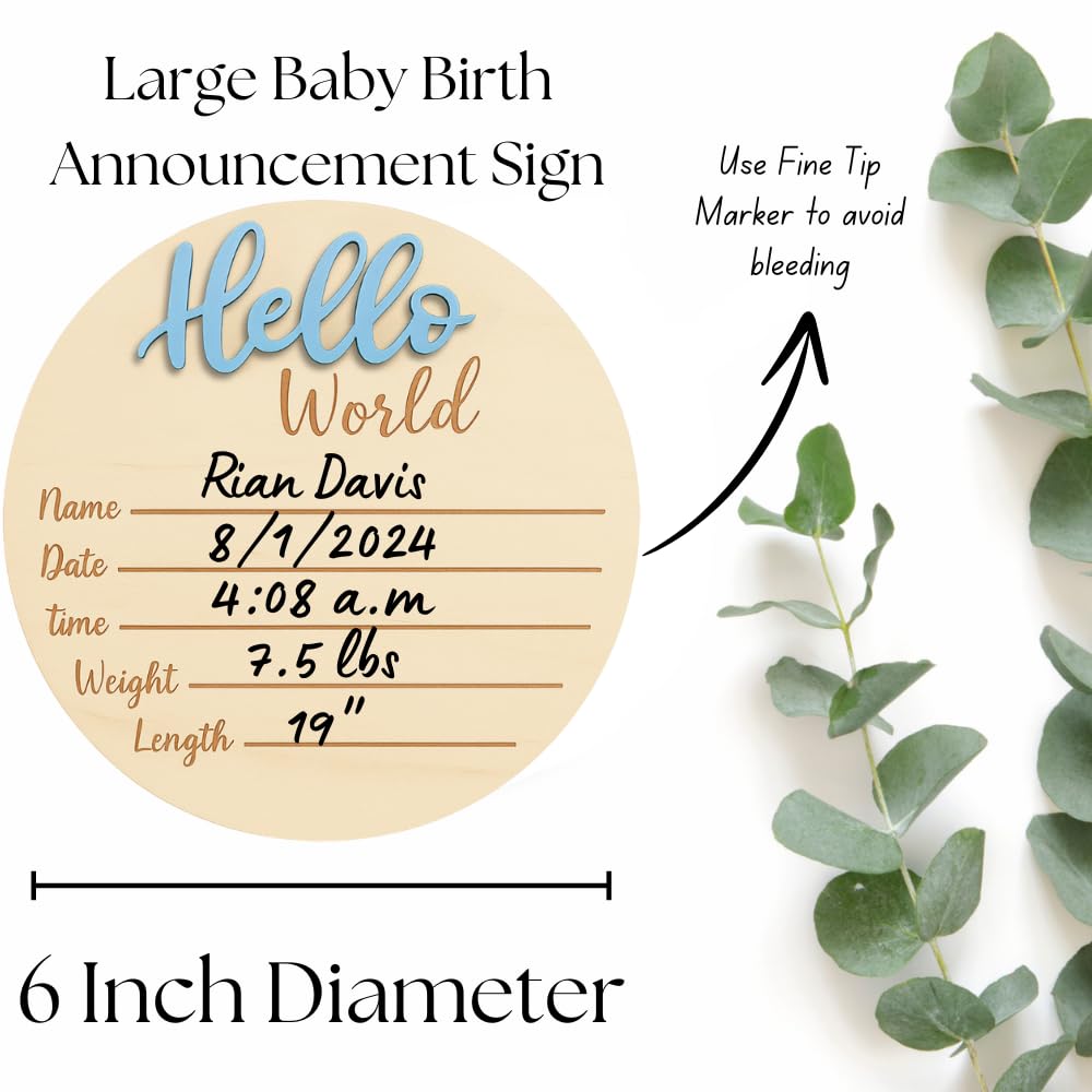 KEMINA BLANKETS baby announcement sign blue nursery display, versatile newborn décor.