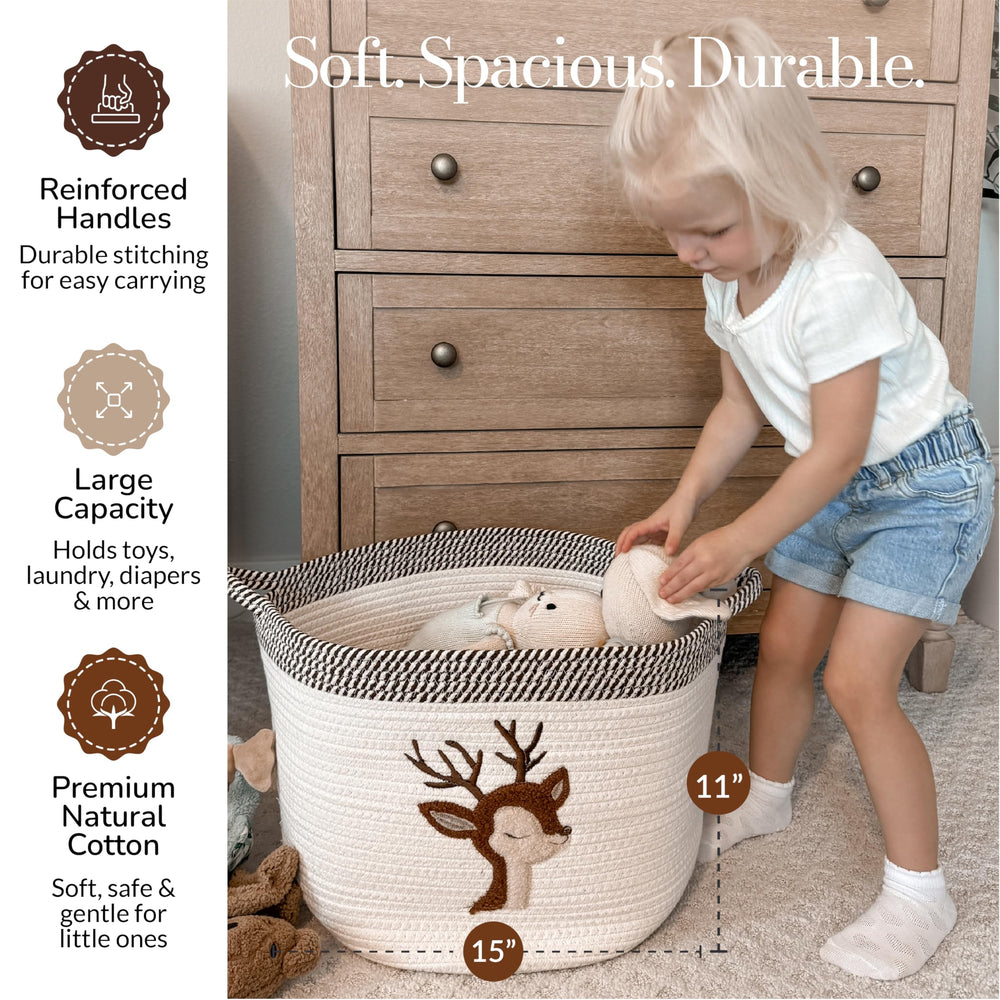 Kemina Baskets Deer Storage Bin 15x11 Size ideal for towels and diapers
