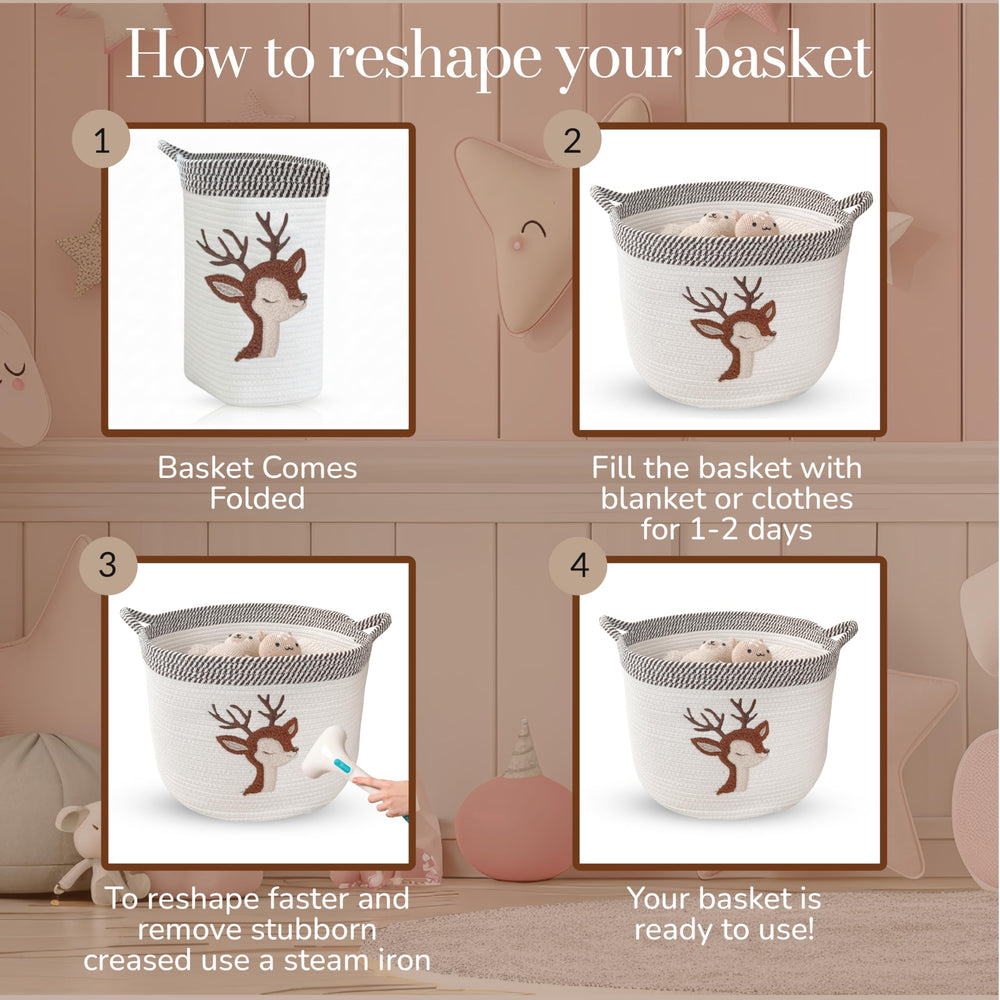 Kemina Baskets Deer Storage Bin Folded shipping; easy shape recovery