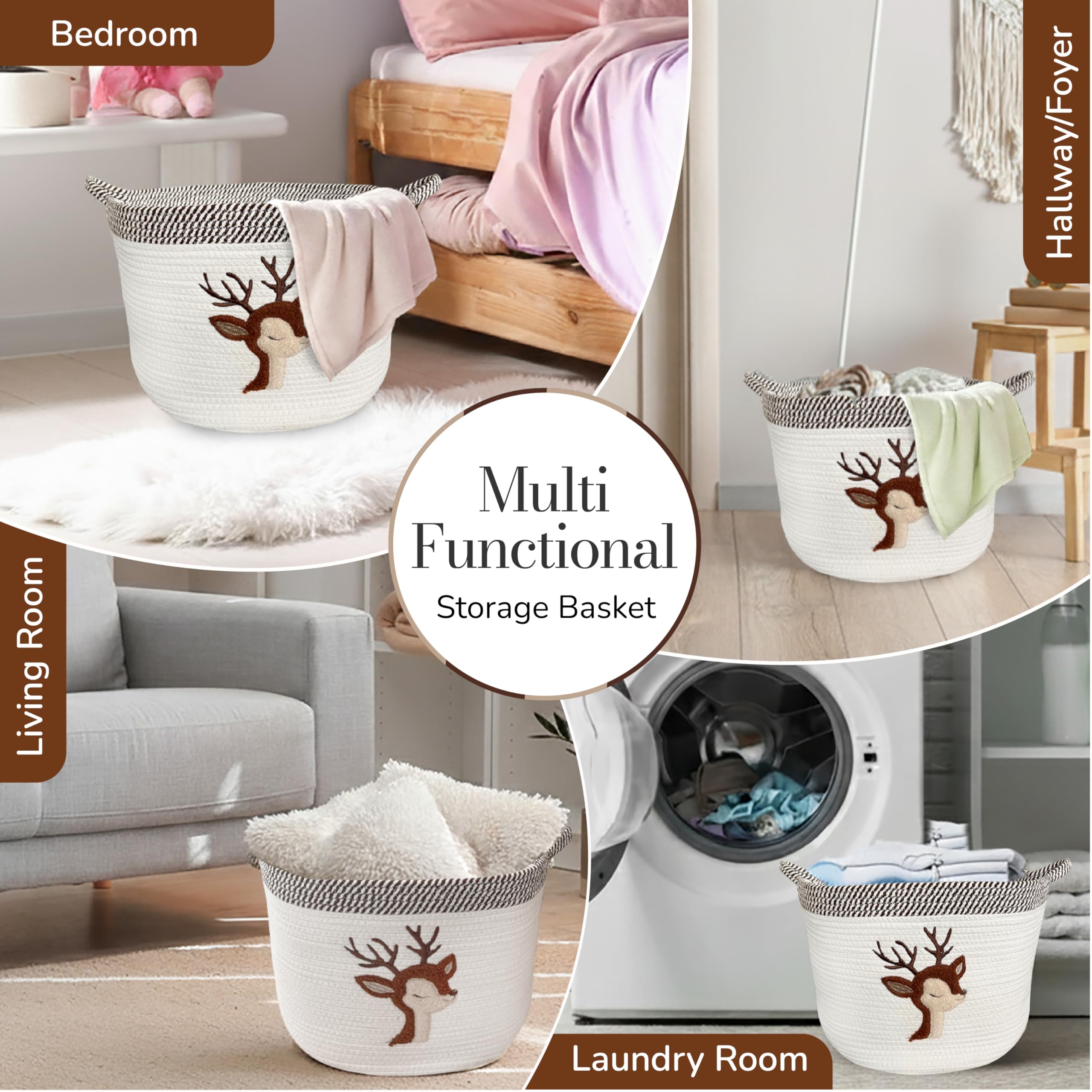 Kemina Baskets Deer Storage Bin Neutral Tones suit farmhouse decor