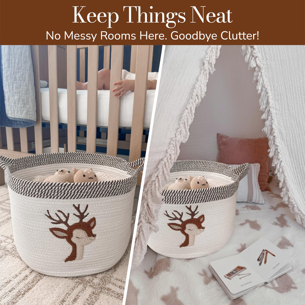 Kemina Baskets Deer Storage Bin Perfect Gift for woodland nurseries