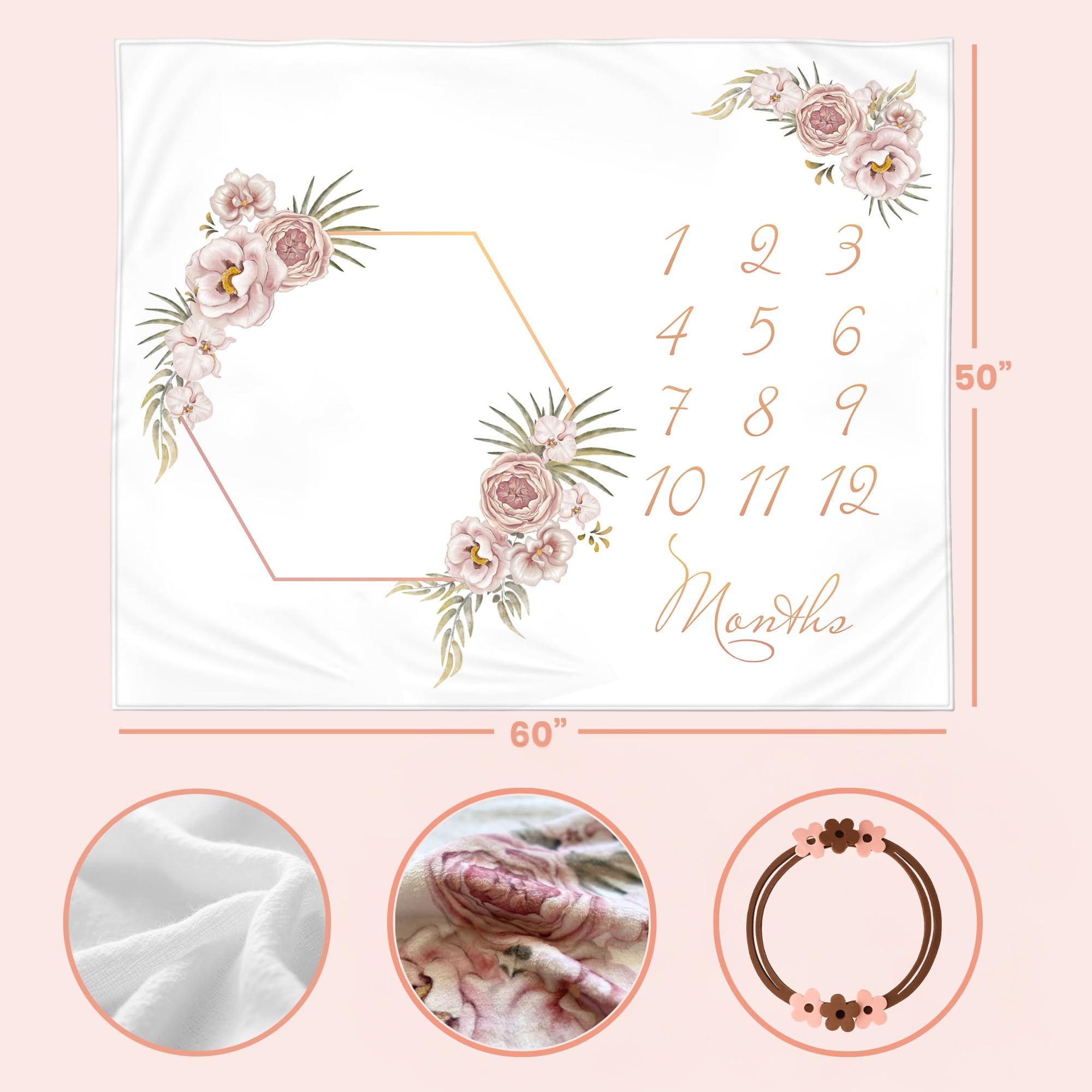 KEMINA BLANKETS 60x50 inch size offers roomy backdrop for monthly shoots
