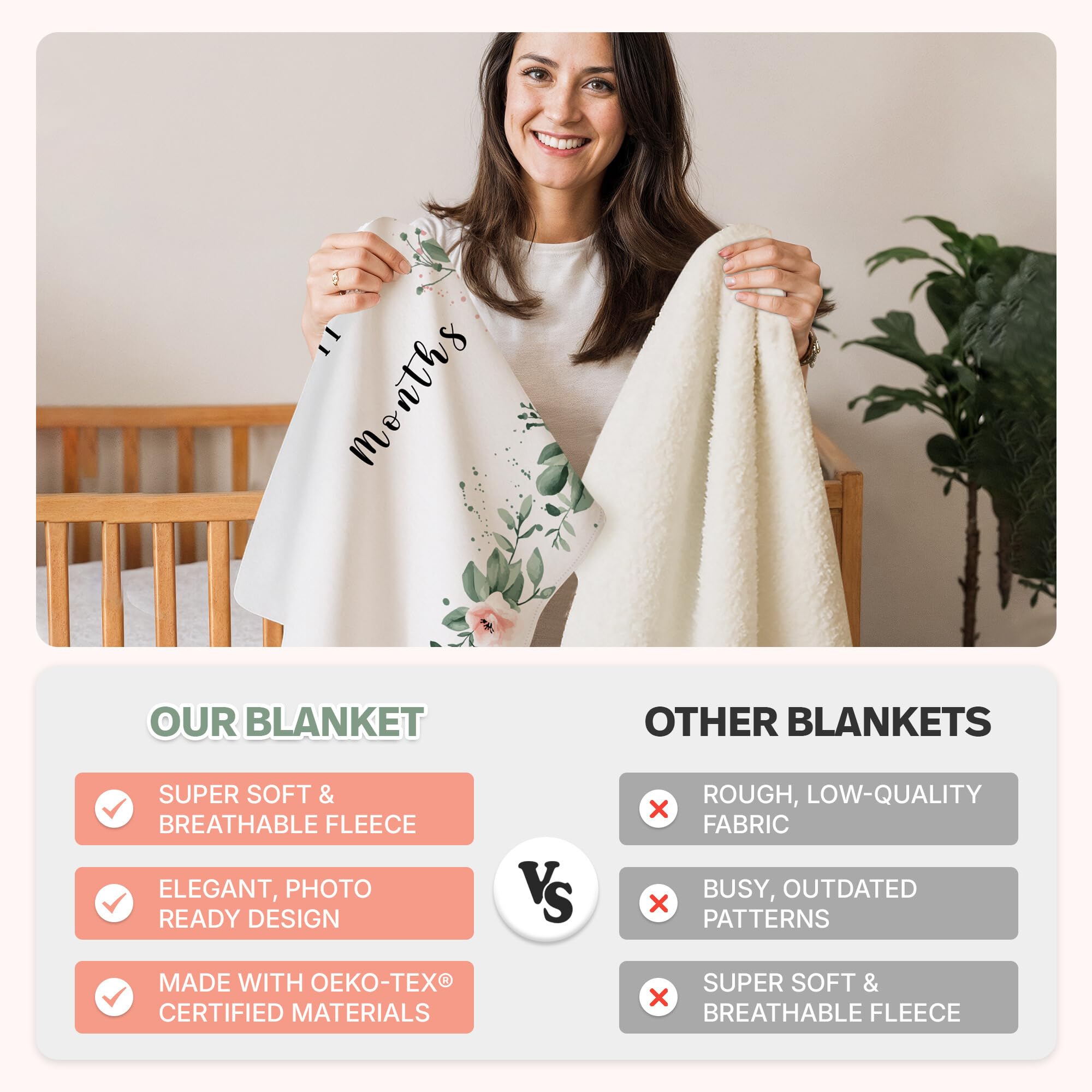 KEMINA BLANKETS machine-washable, wrinkle-resistant fleece enables easy care between shoots.