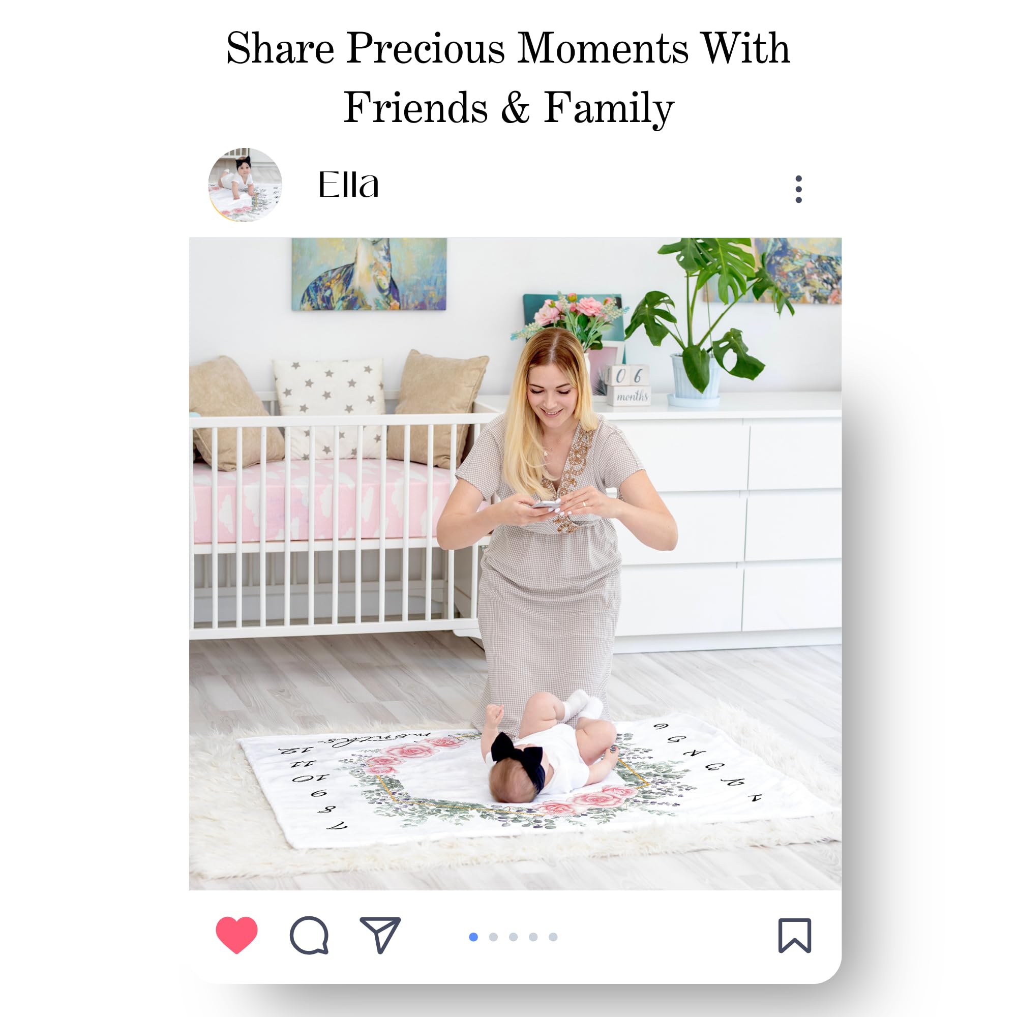 KEMINA BLANKETS monthly growth chart helps track milestones in a sweet setup.