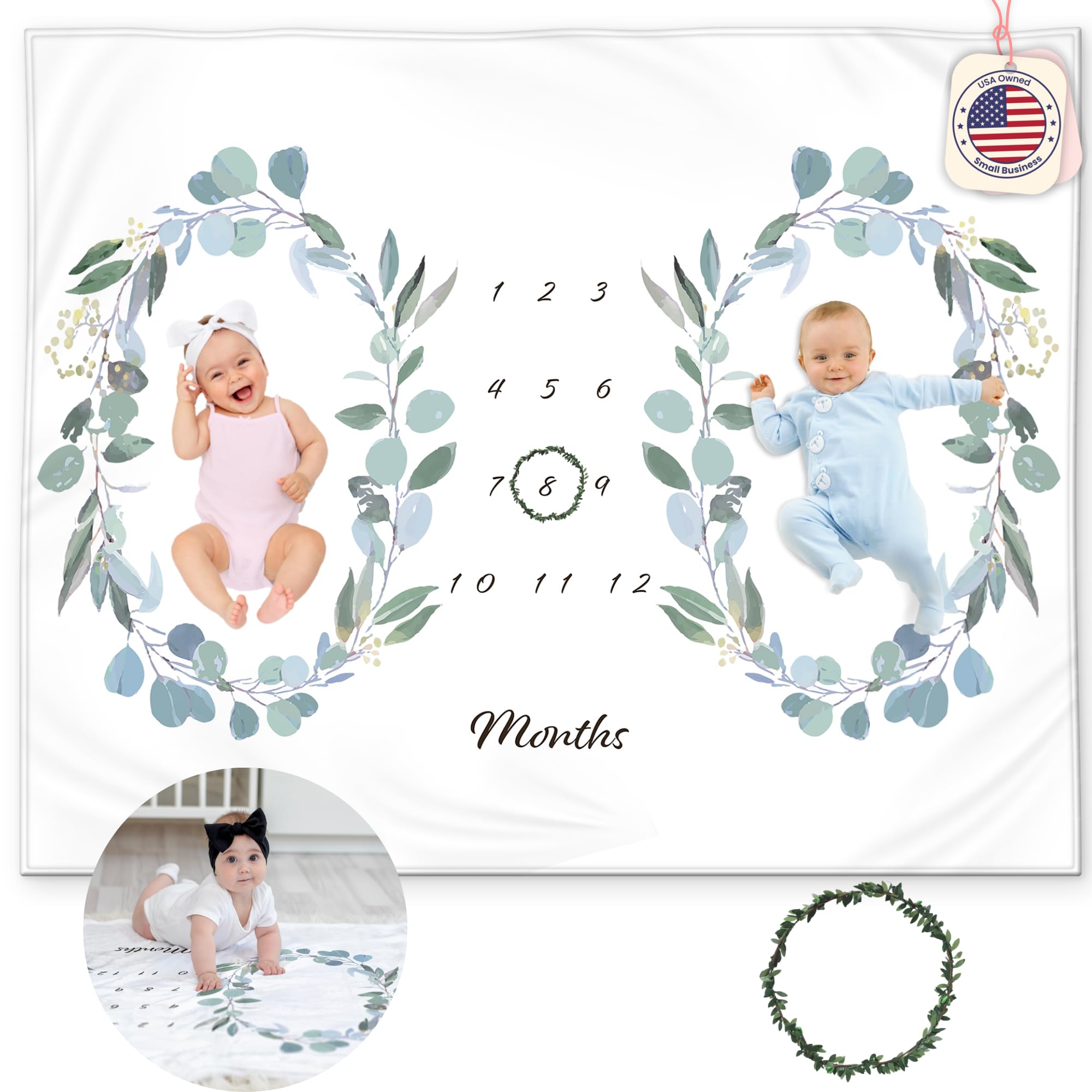 KEMINA BLANKETS twins milestone blanket front view, ideal for lasting milestone photos