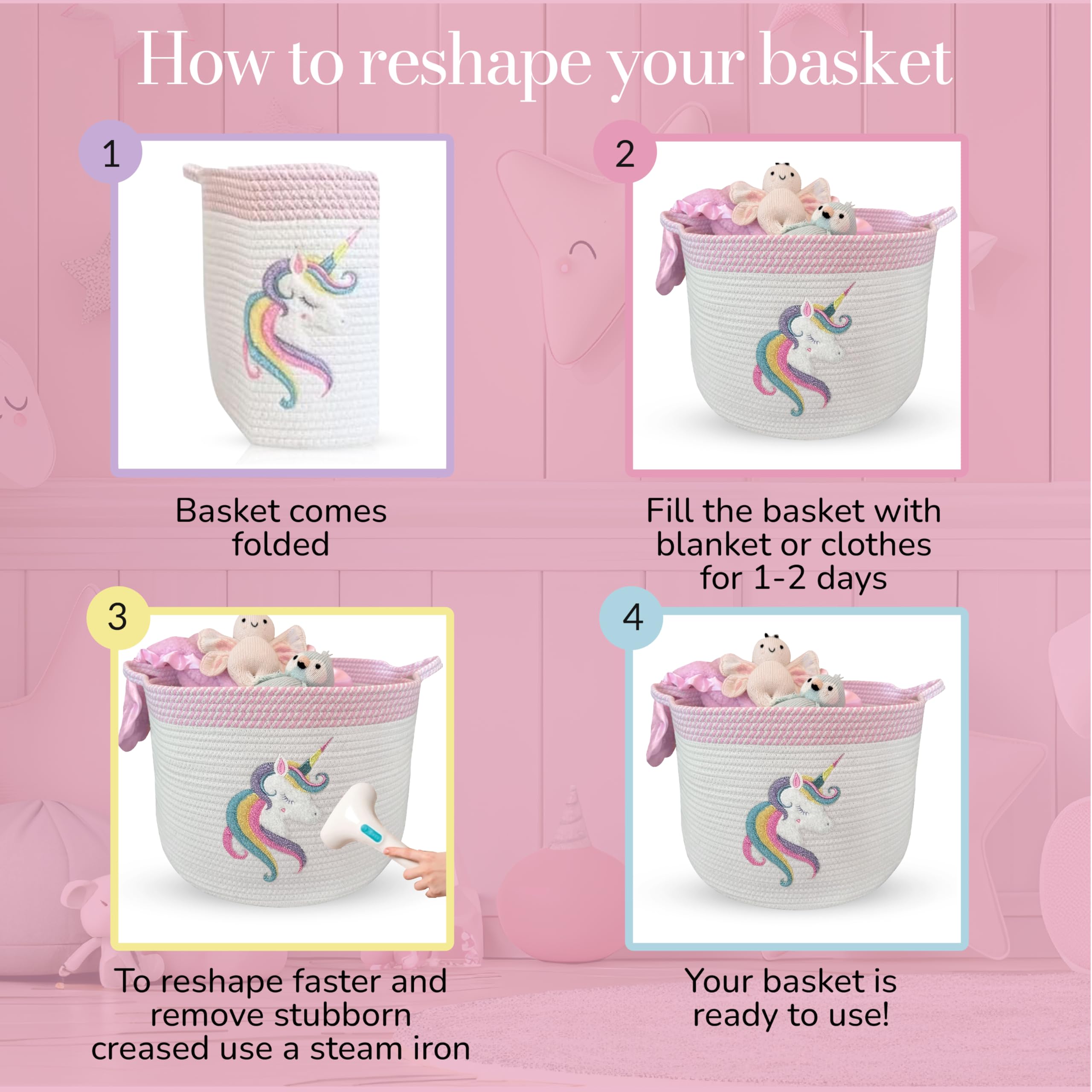 KEMINA foldable-shape-recovery-basket ships flat and reshapes easily for soft storage.