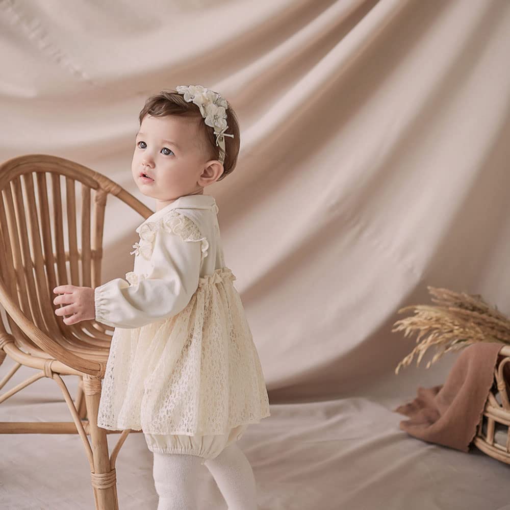 Kenjudess white lace headband ideal for baptism and photo sessions