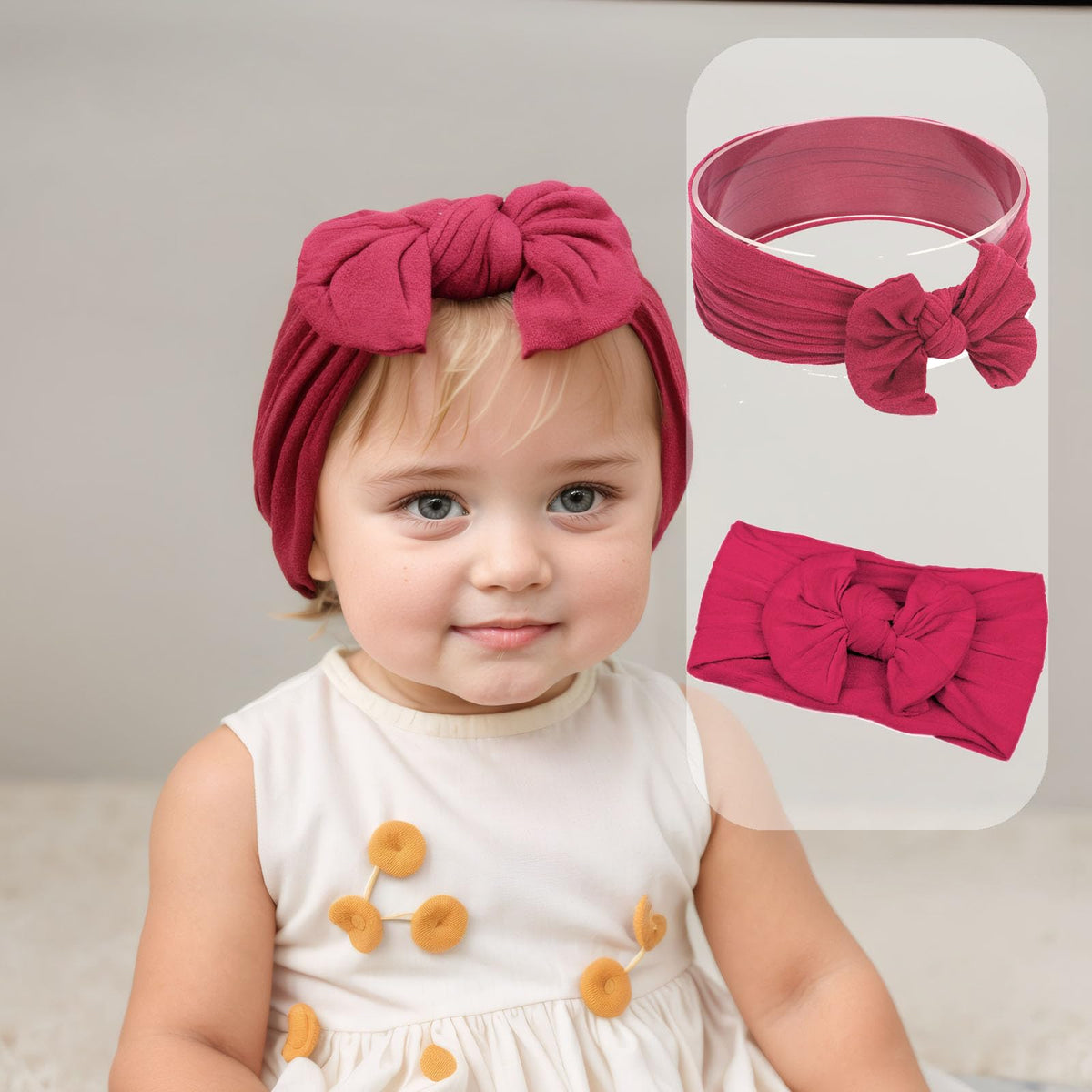 Kenjudess super stretchy nylon headband with wine-red bow for all-day comfort.