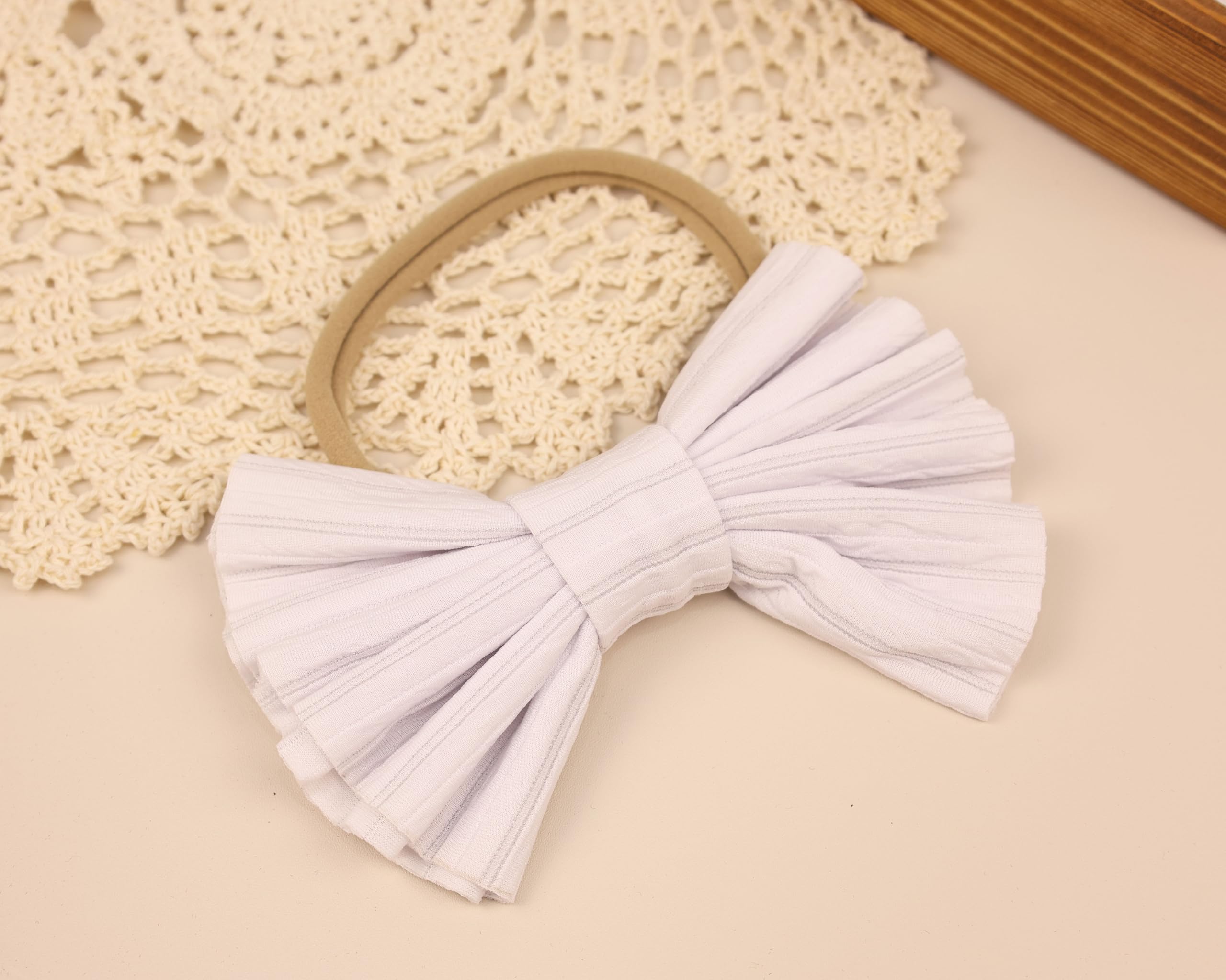 Kenjudess white headband with secure fit for newborns and growing babies