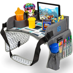 Kenley Kids Travel Tray main view in blue-gray for organized car-seat play