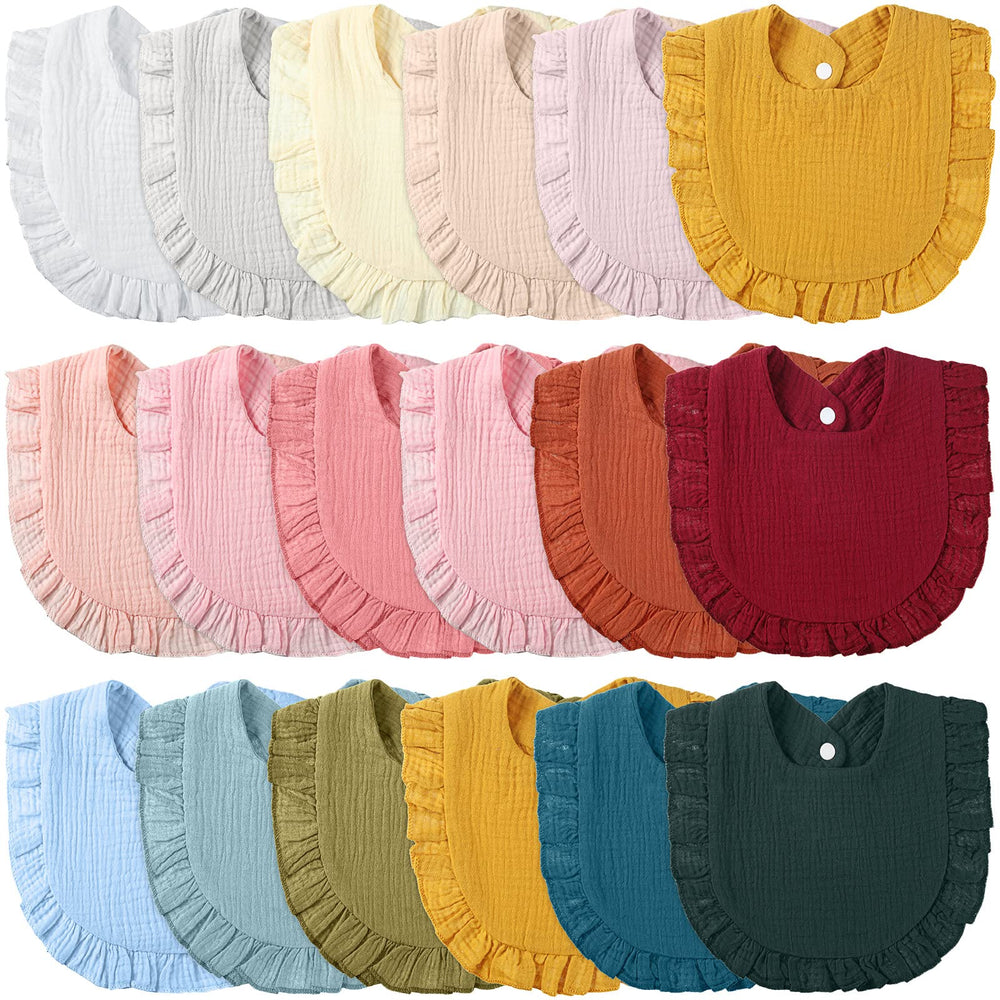 Kenning 18-pcs muslin drool bibs pack shot for daily drool protection and outfit coordination