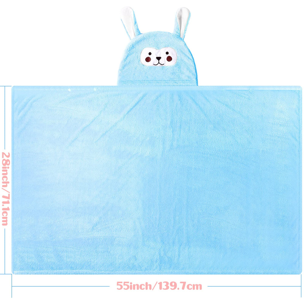 Kenning hooded towel blue highlights absorbent microfiber for quick bath drying