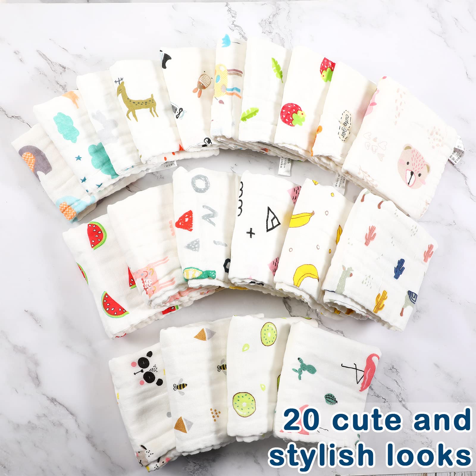Kenning baby cloths with colorful fruits and animals patterns for visual development.