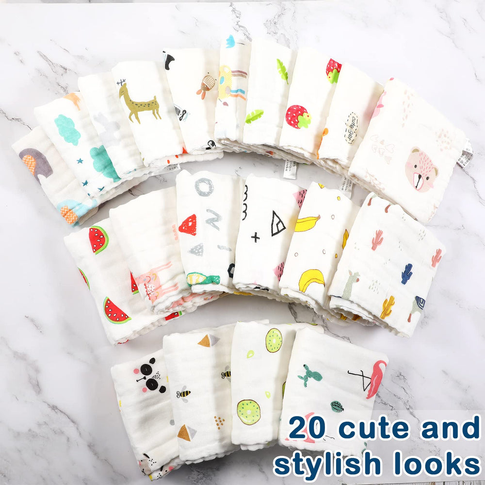 Kenning baby cloths with colorful fruits and animals patterns for visual development.