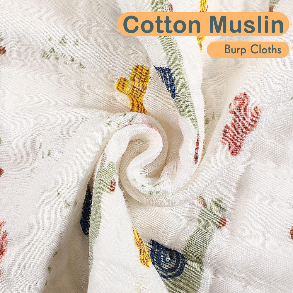 Kenning muslin 6-layer burp cloths are soft and highly absorbent.
