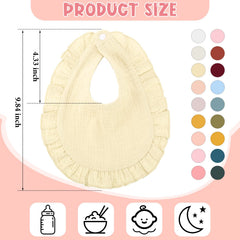 Kenning muslin baby bib closeup shows soft fabric and ruffle detail for gentle skin care