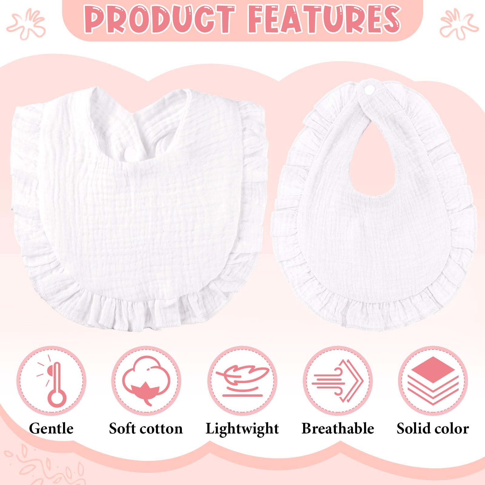 Kenning bib with snap button close, snug fit for infants.