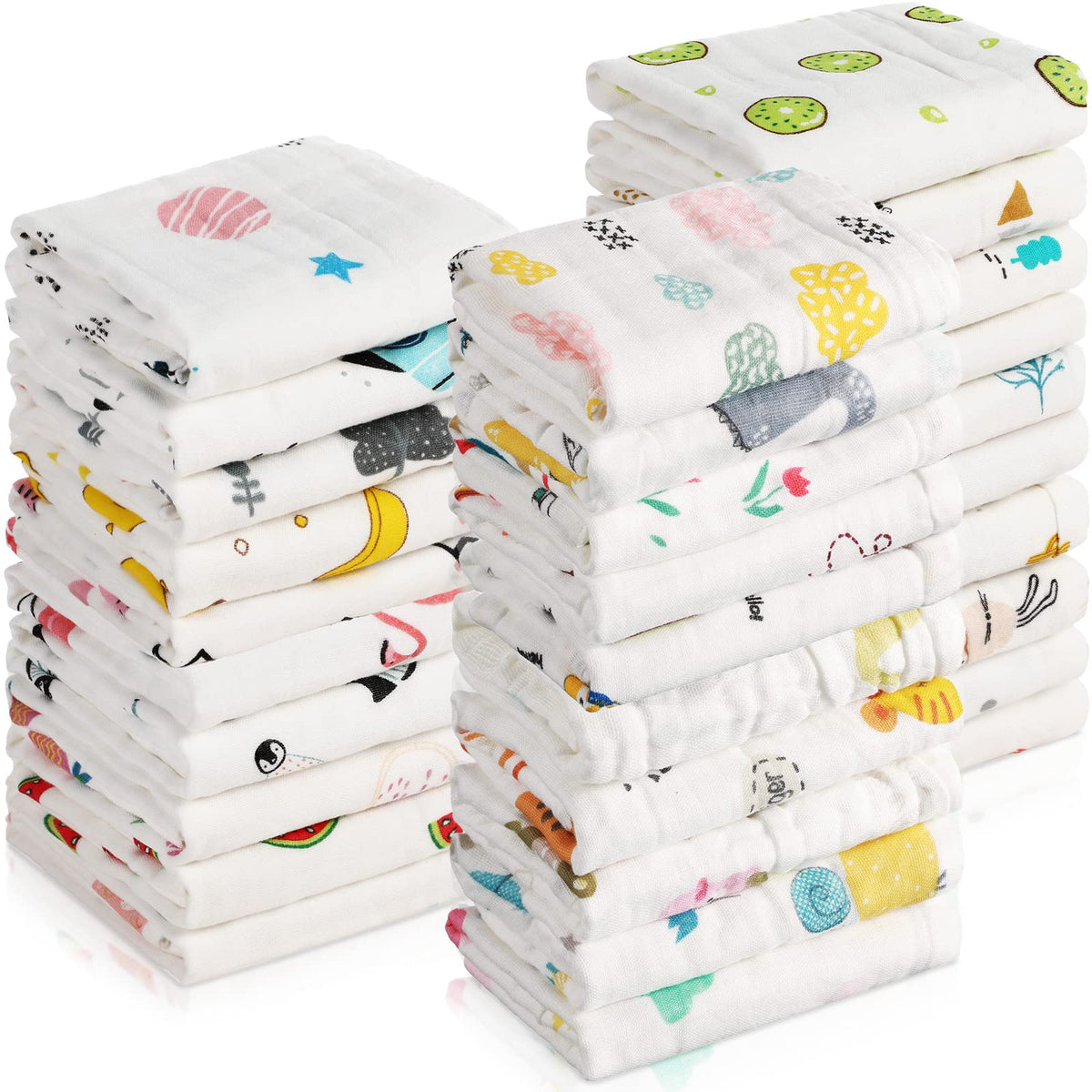 Kenning muslin baby washcloths pattern-01 are soft and absorbent for daily newborn face care.