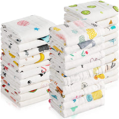 Kenning muslin baby washcloths pattern-01 are soft and absorbent for daily newborn face care.