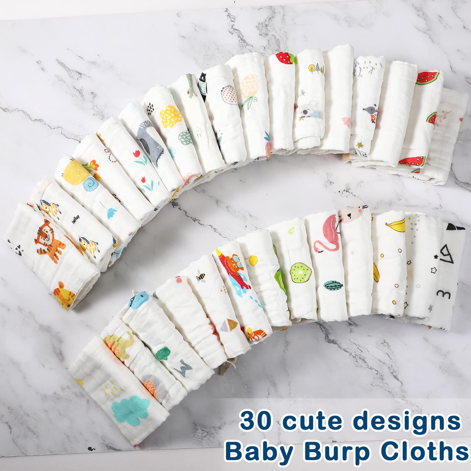 Kenning muslin baby washcloths pattern-04 ideal burp cloth substitute on the go.