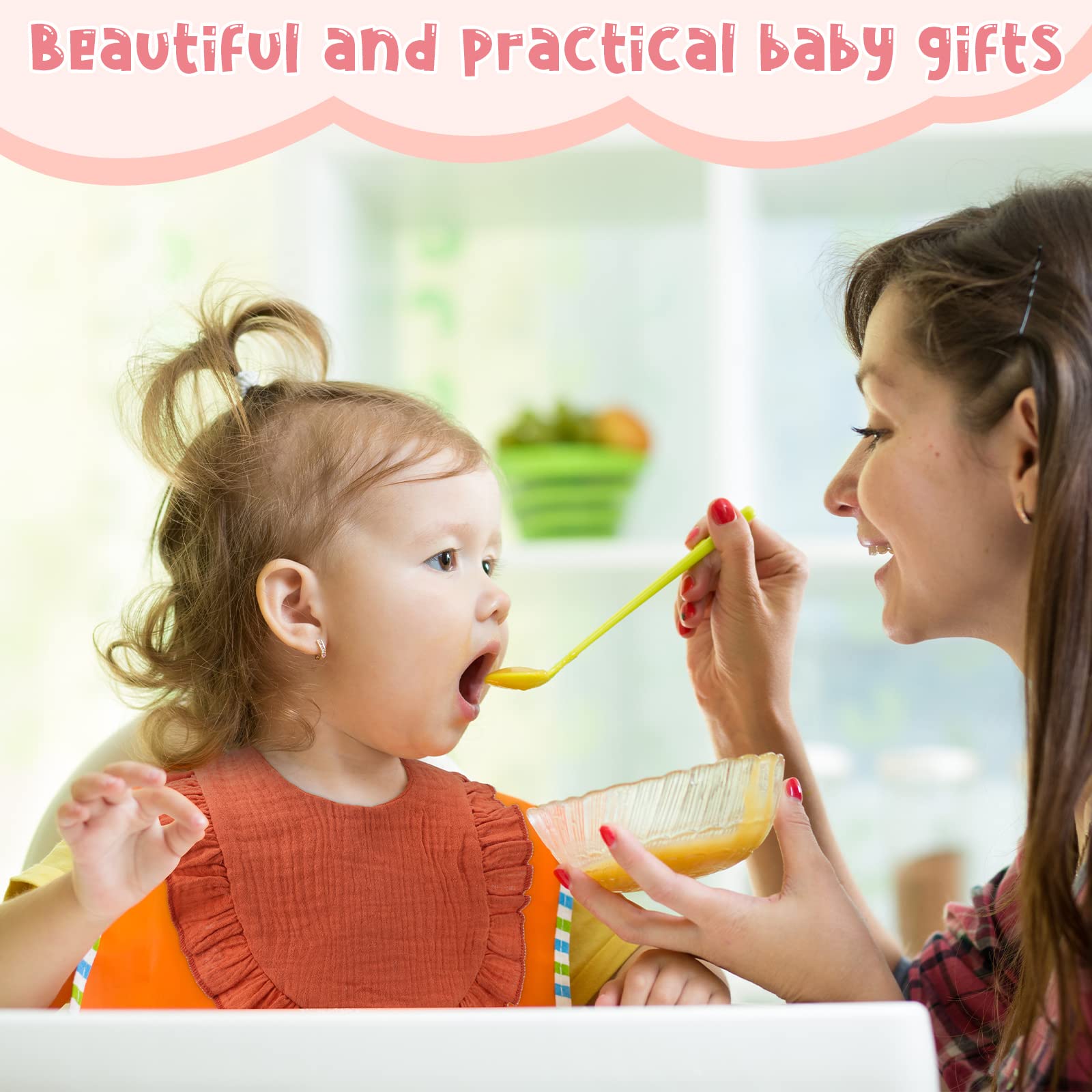 Kenning ruffle bib fashion closeup highlights stylish gift-ready accessory for new parents
