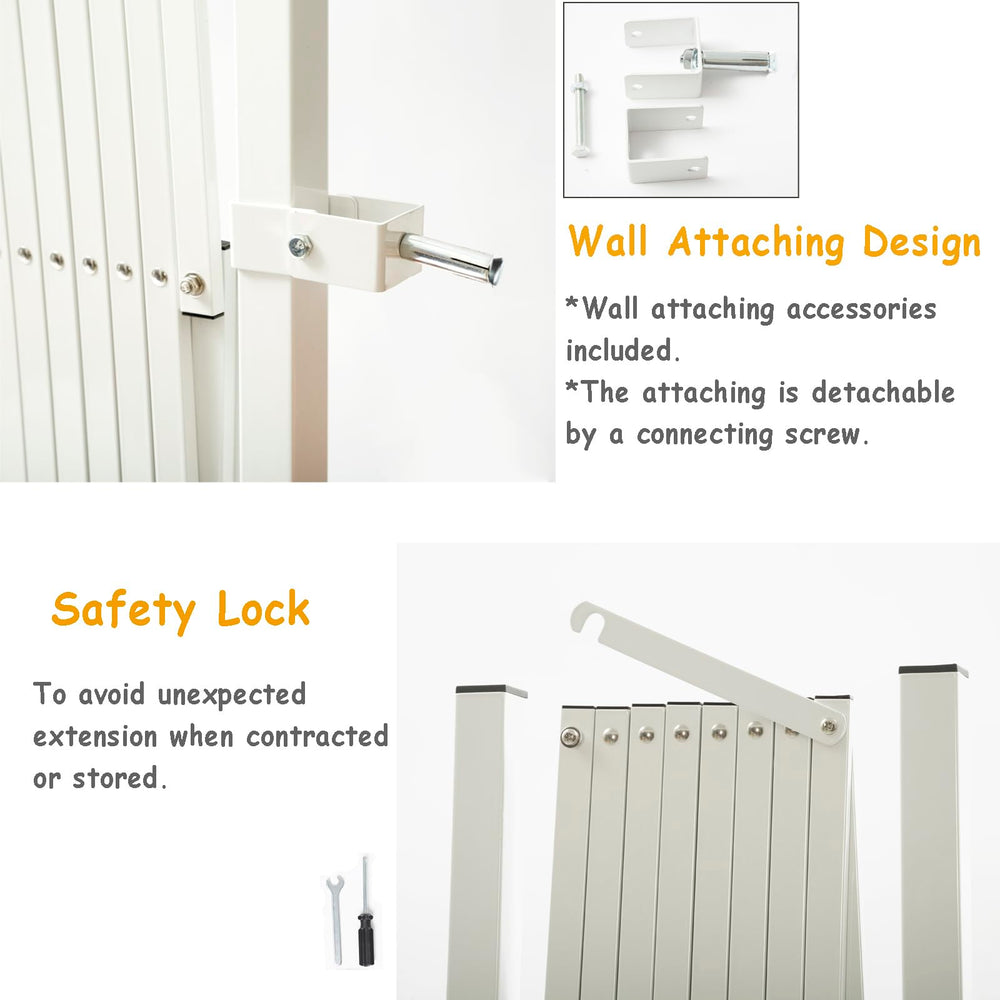 KENNISI metal expandable dog gate used outdoors with weatherproof build.