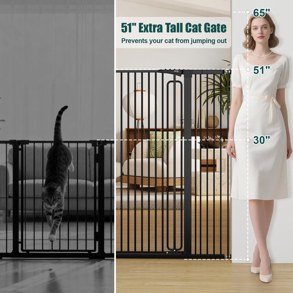 keny adjustable-width gate demonstrates 29.7–46 inch range for doorways