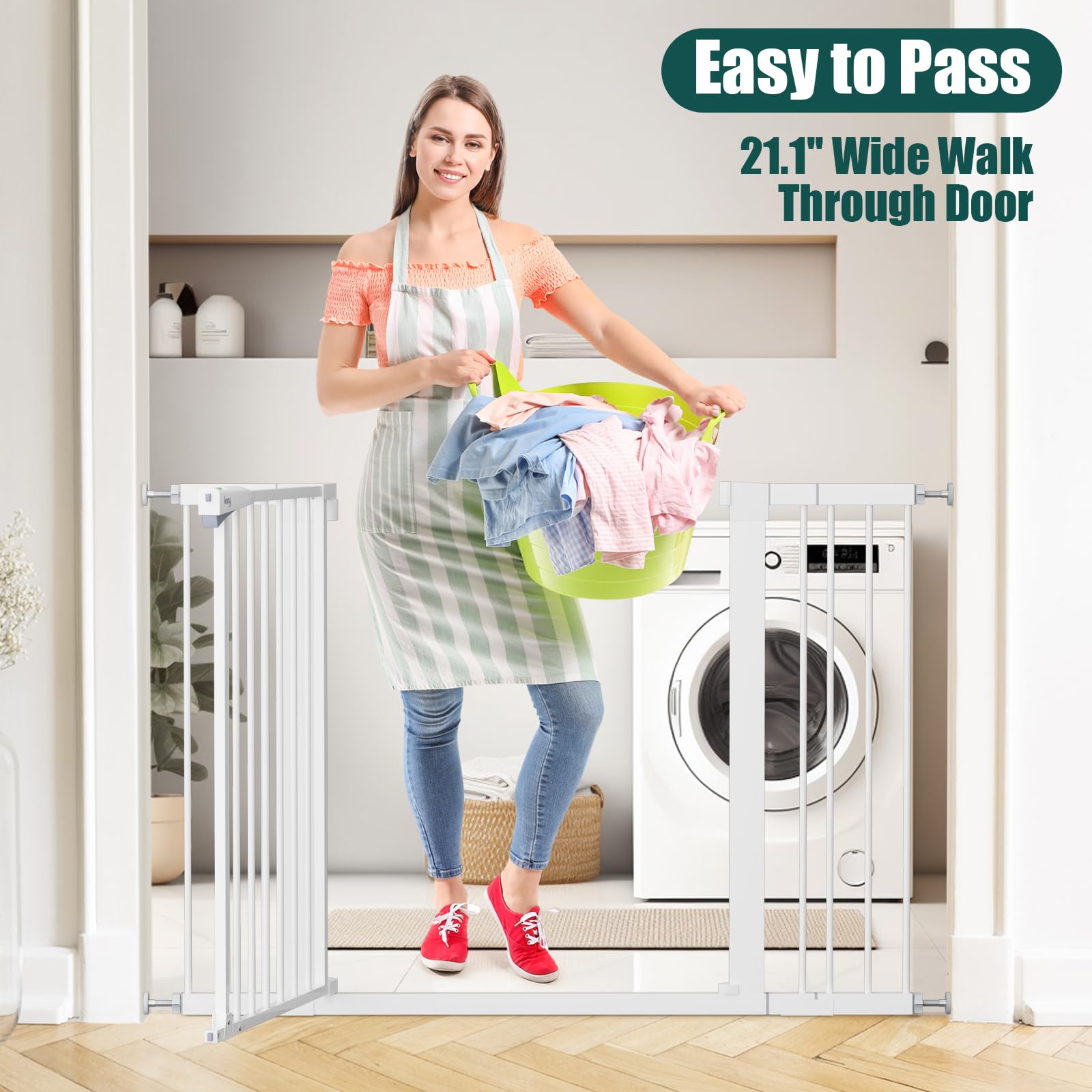 keny baby gate auto-close feature helps keep doors securely closed after passage