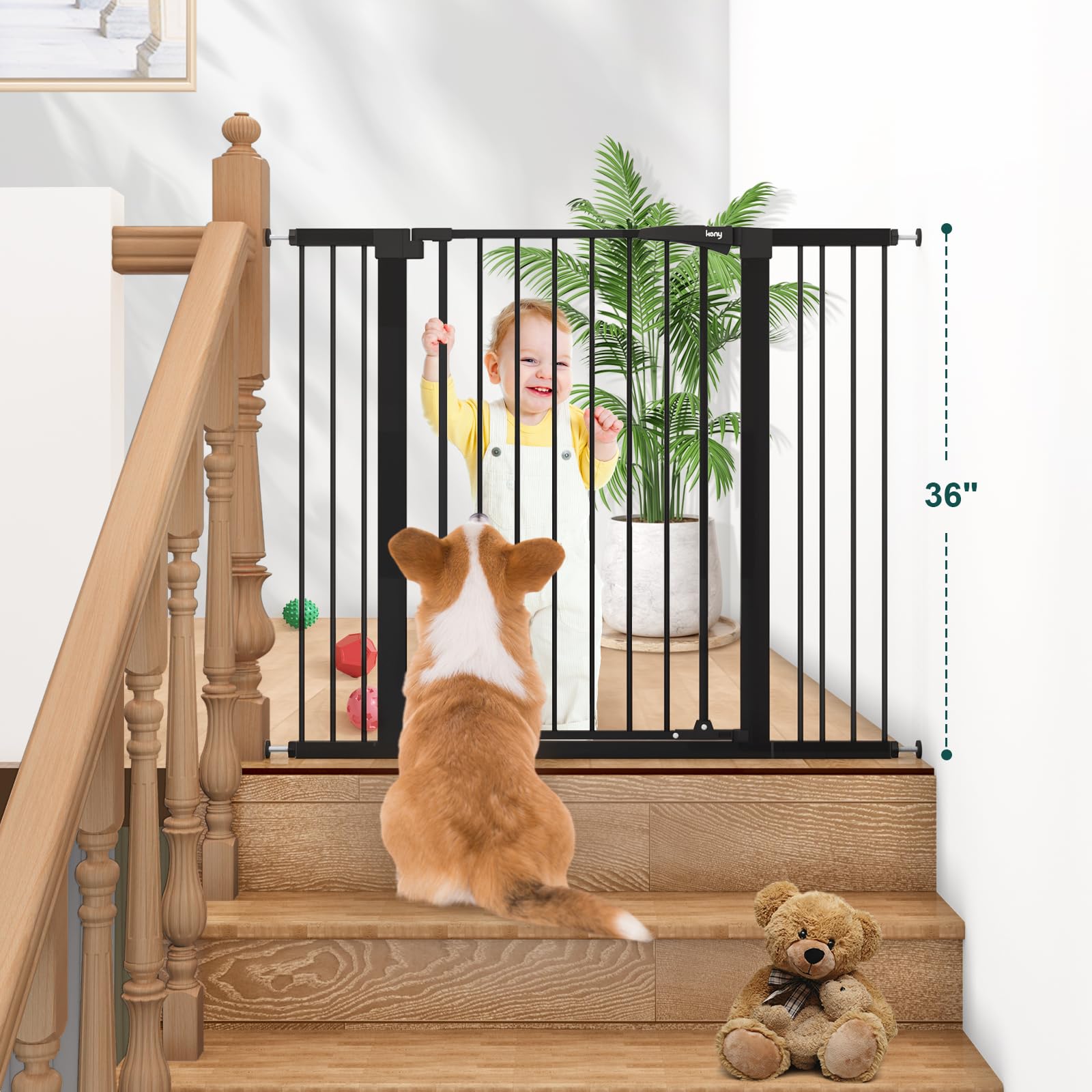Keny baby gate doorway compatibility image demonstrates fit for wide openings