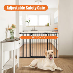 keny extra wide baby gate auto close mechanism helps keep doors reliably closed.
