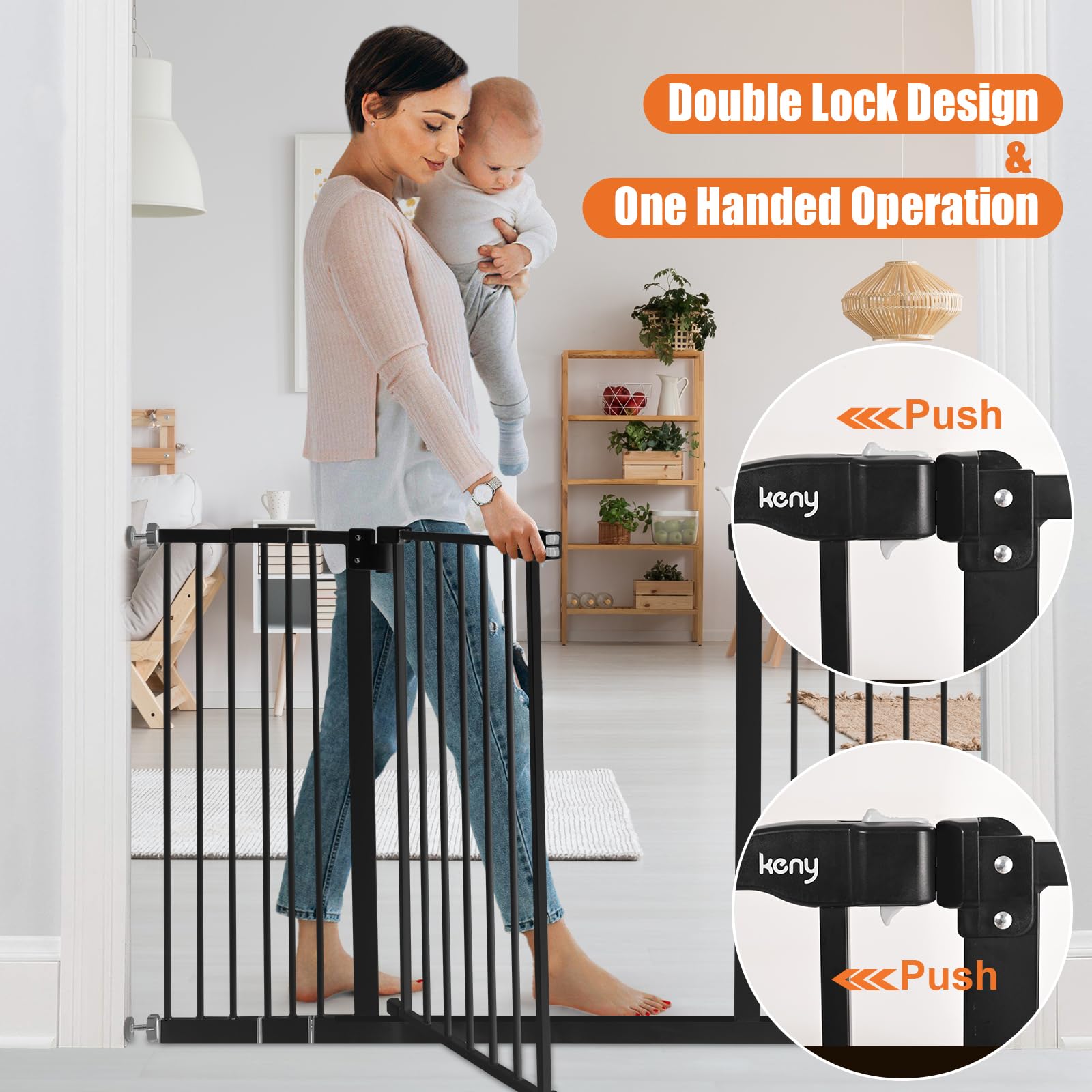 keny extra wide baby gate durable steel construction ensures long-lasting use.