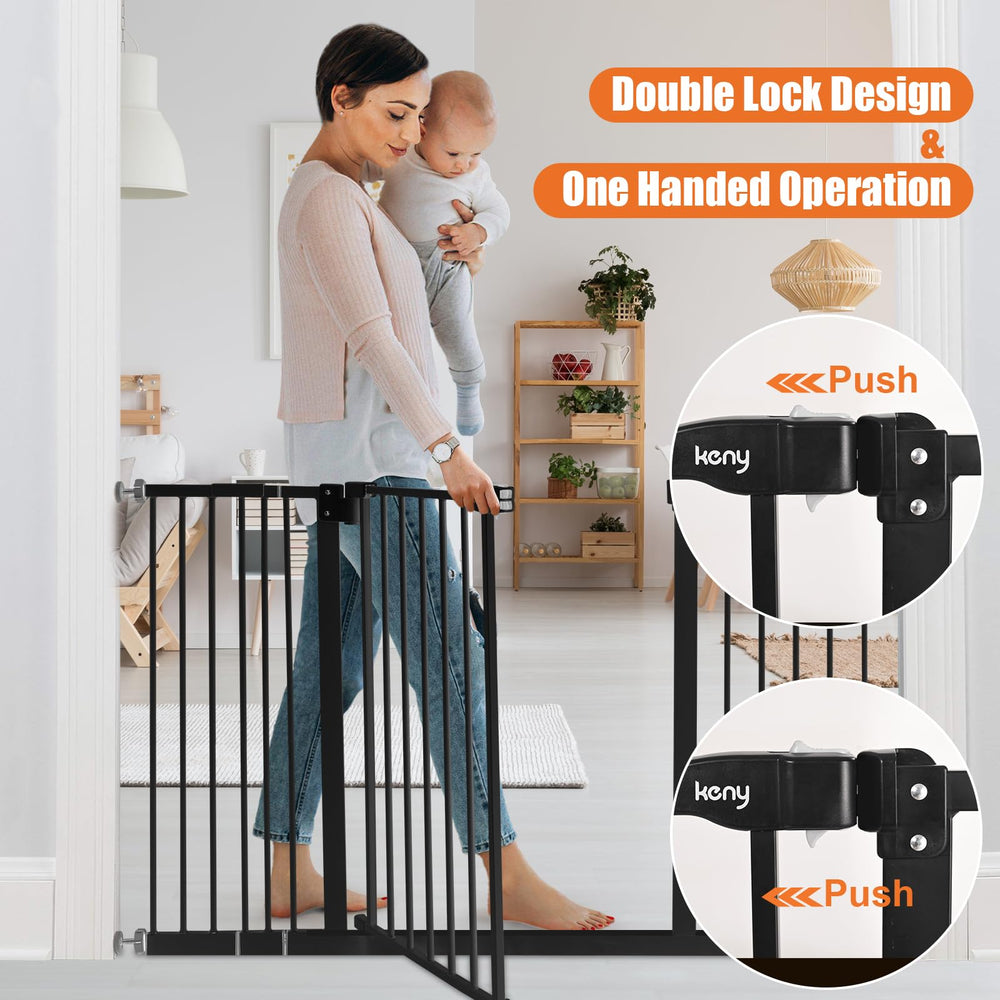 keny extra wide baby gate durable steel construction ensures long-lasting use.