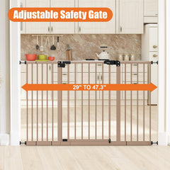 keny extra wide baby gate in brown fits stairways and doorways, adapting to your living space