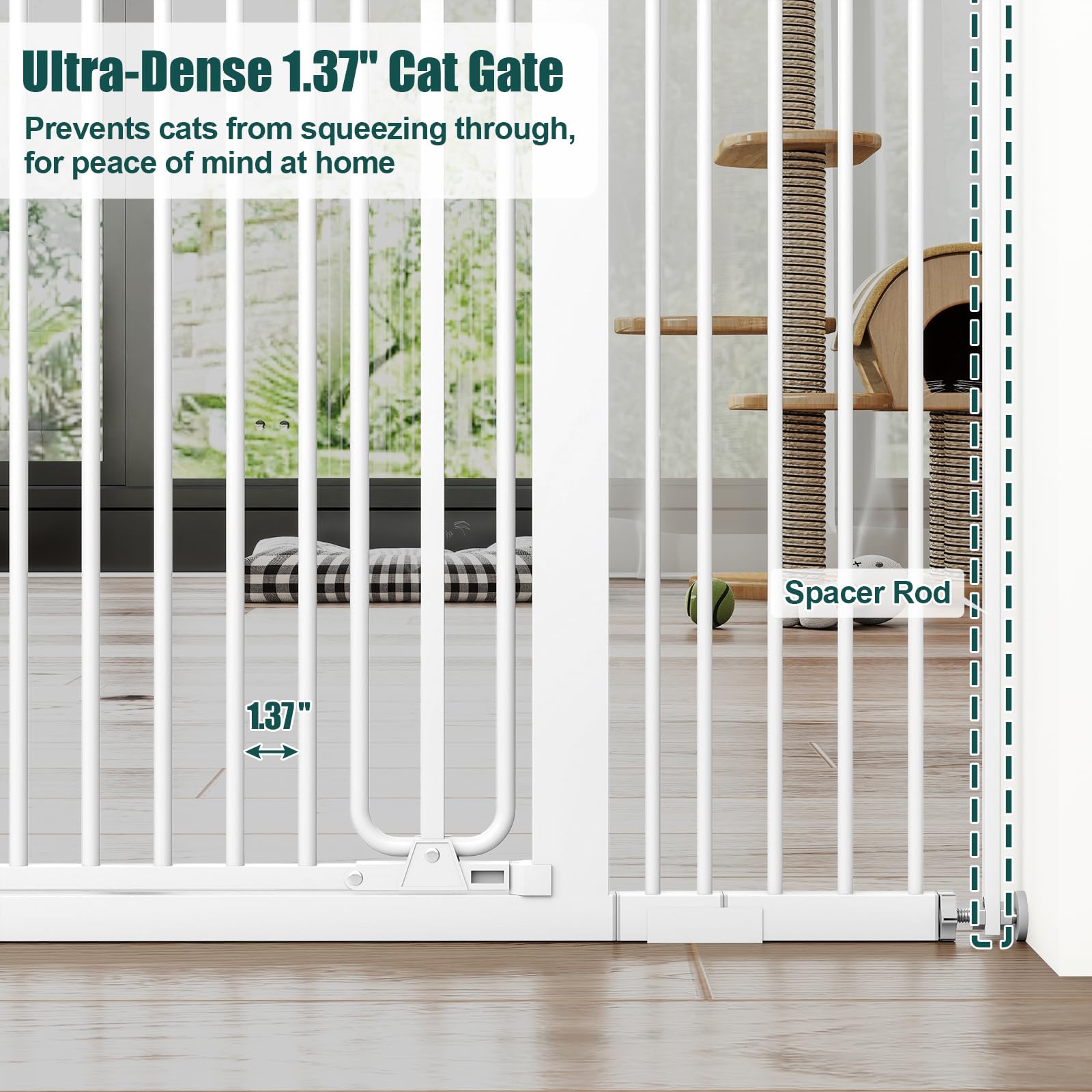 keny pet gate double lock top bottom for easy one-handed operation