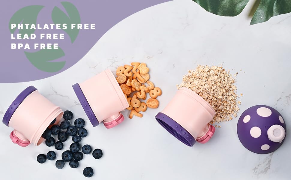 Keraendi formula dispenser on-the-go leak-proof-lid keeps contents secure.