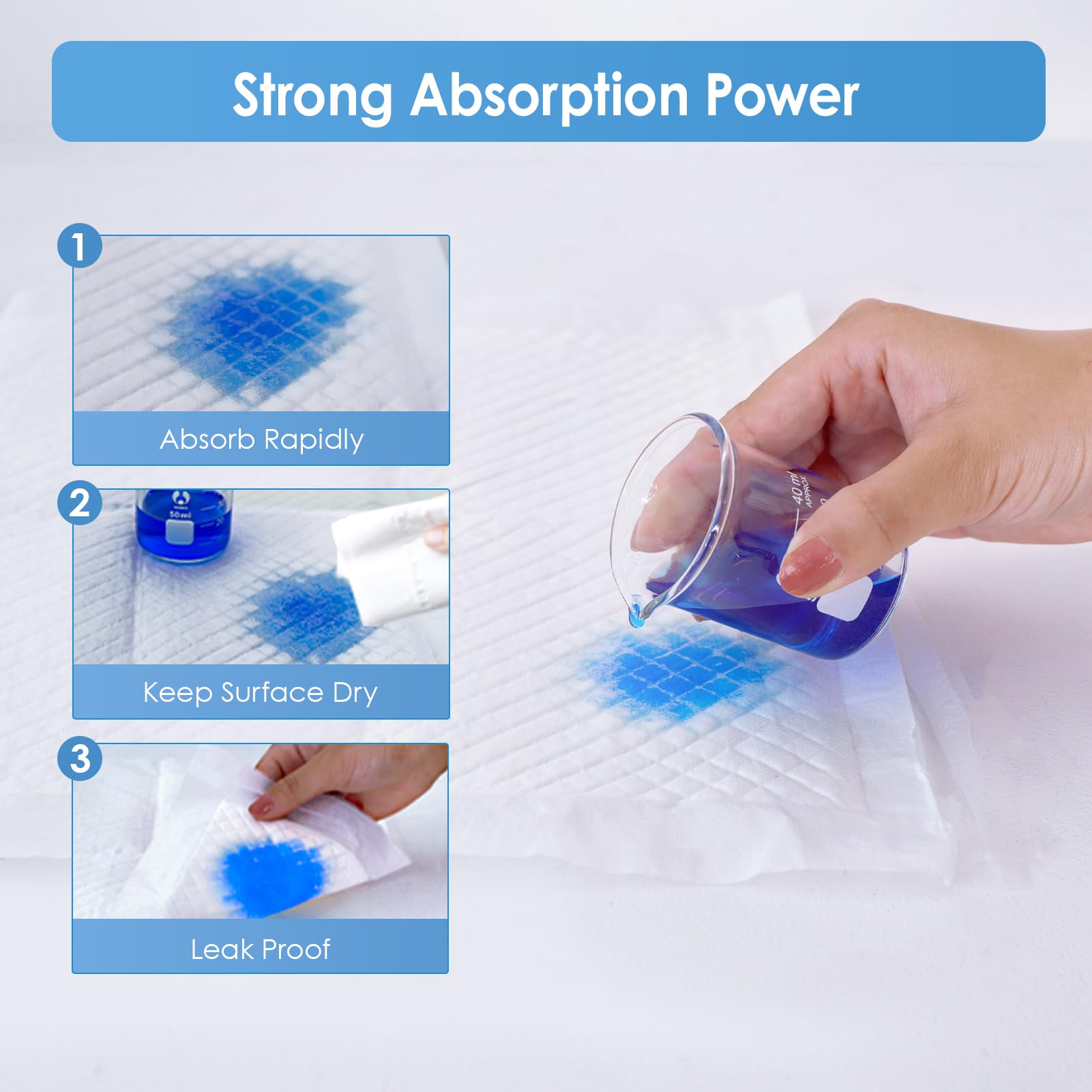 kerata absorbent disposable underpads emphasizes high absorbency and surface moisture containment