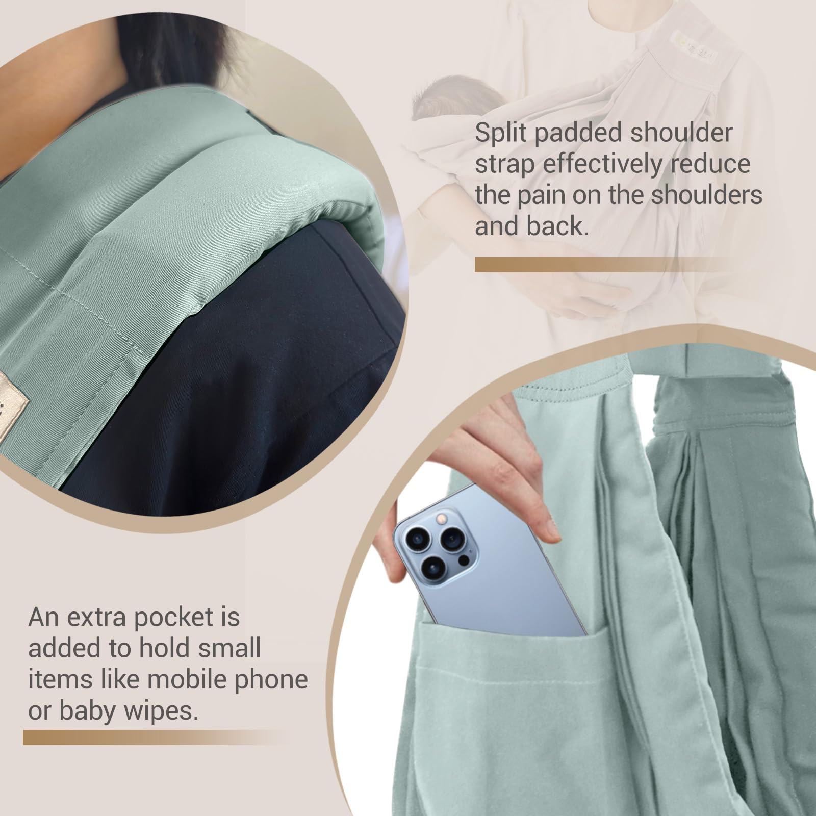kerätä baby sling front-pocket provides convenient storage for small items