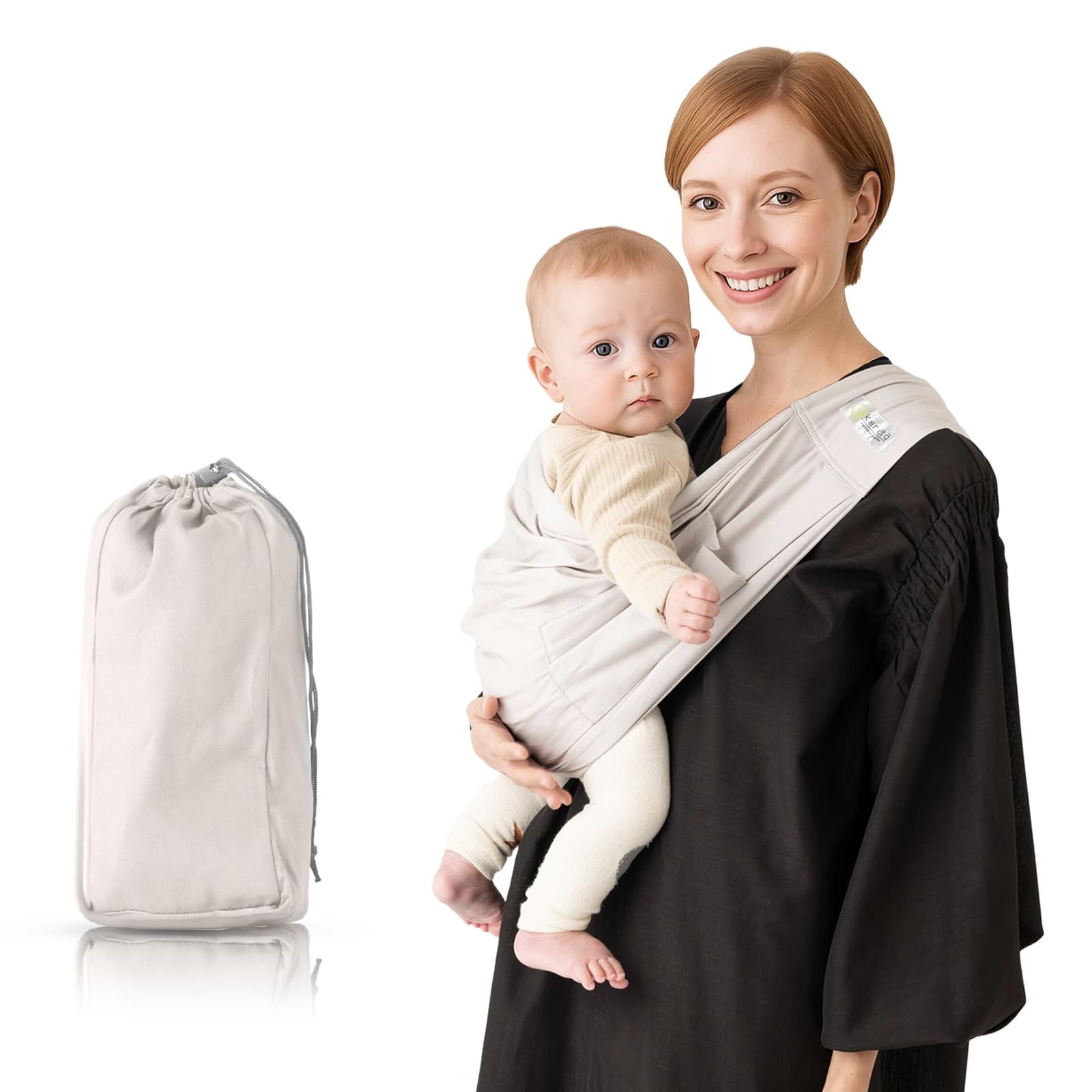 kerätä baby sling worn setup shows secure positioning for newborn comfort and easy on-the-go use
