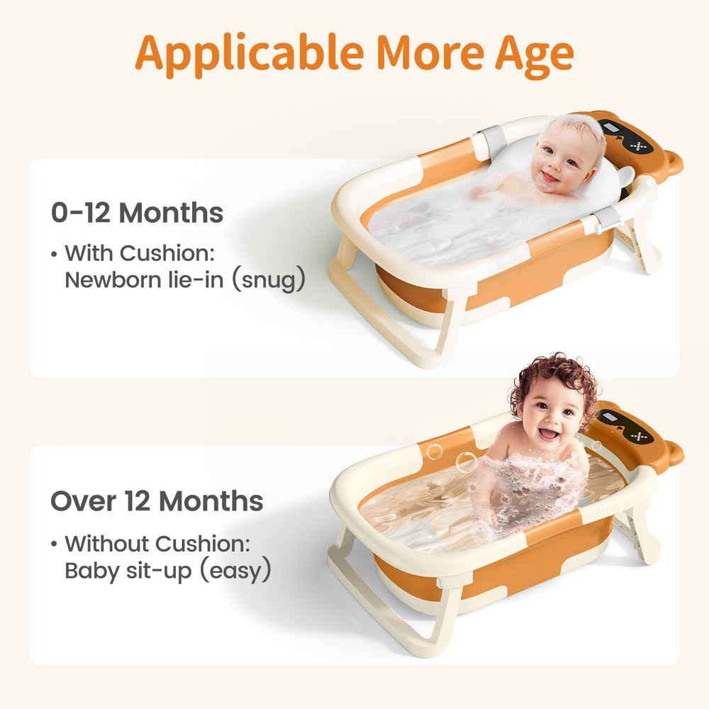 Kerbwry baby bath tub with soft towel for cozy post-bath drying and comfort.