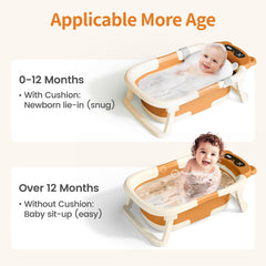 Kerbwry baby bath tub with soft towel for cozy post-bath drying and comfort.