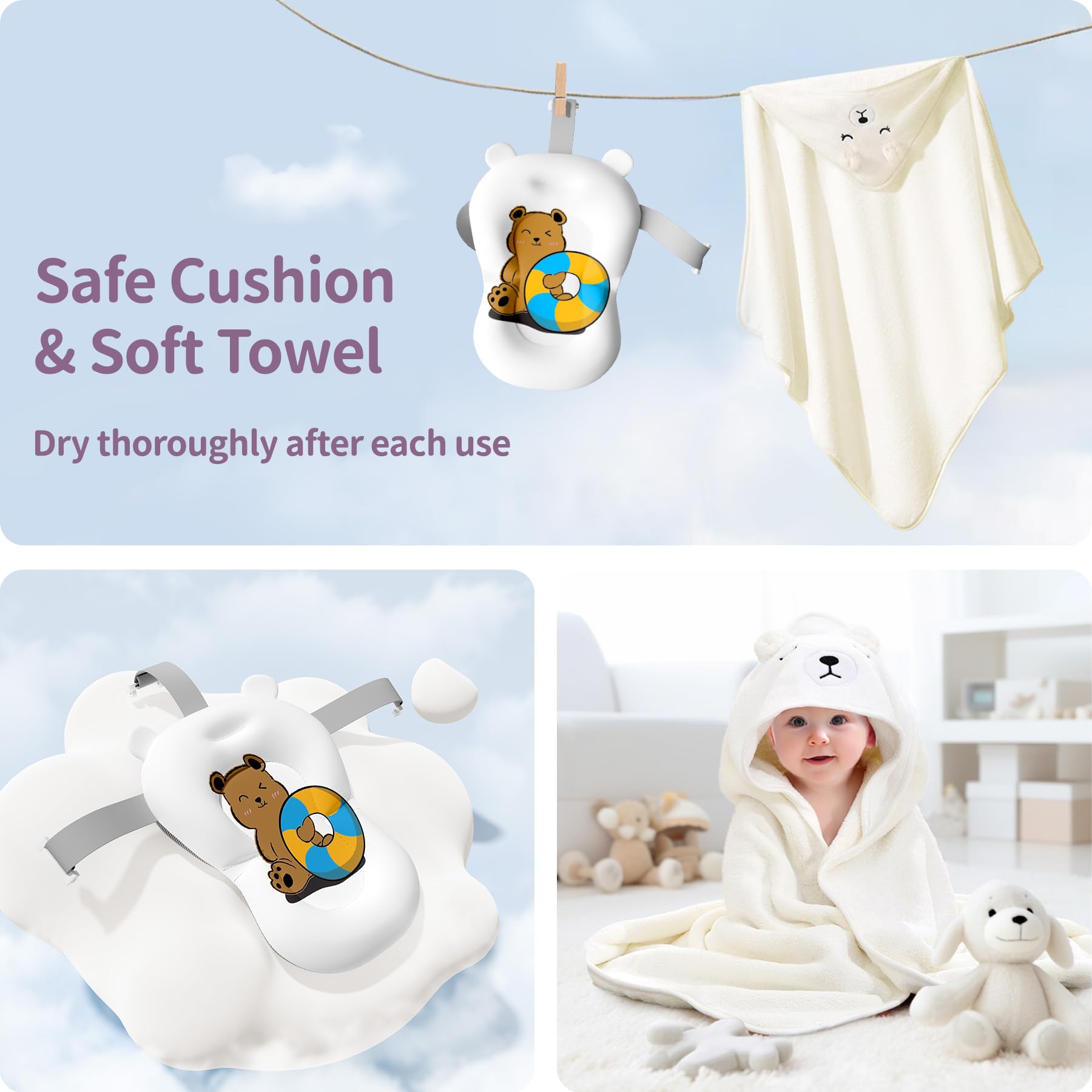 Kerbwry collapsible baby bathtub color-changing stopper shows water warmth indicator