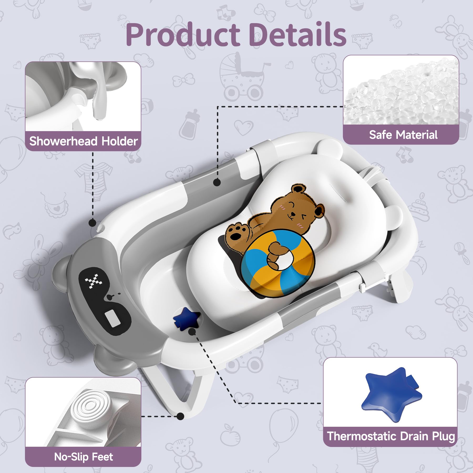 Kerbwry collapsible baby bathtub fold-storage setup saves closet space