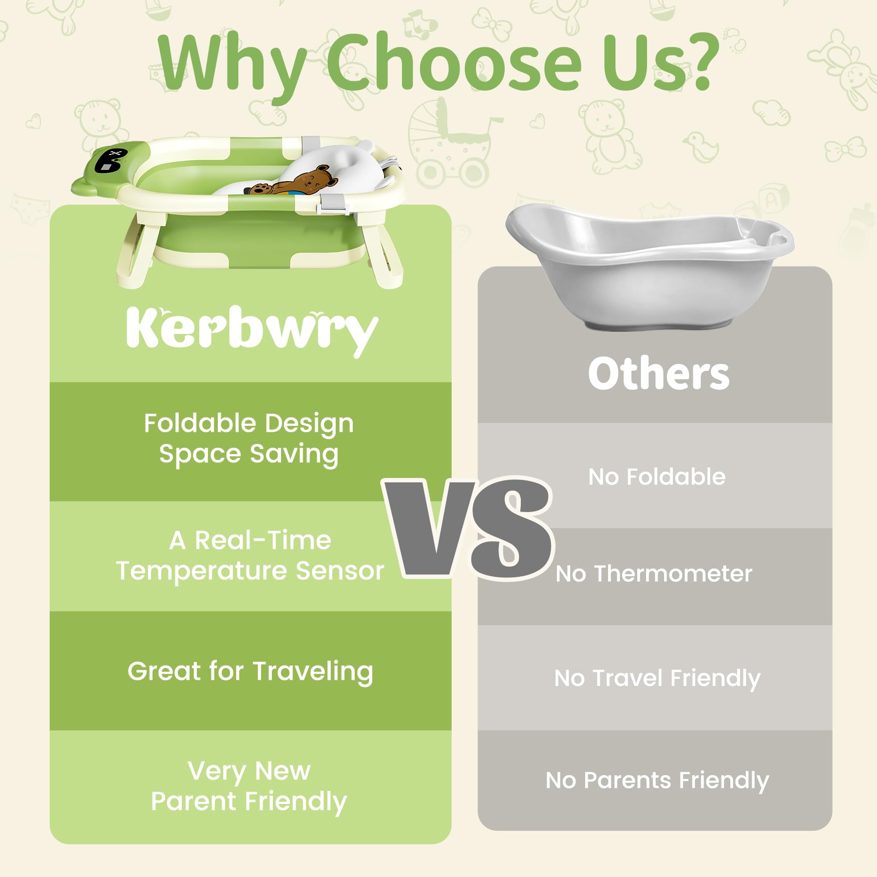 Kerbwry collapsible baby bathtub green color complements nursery decor