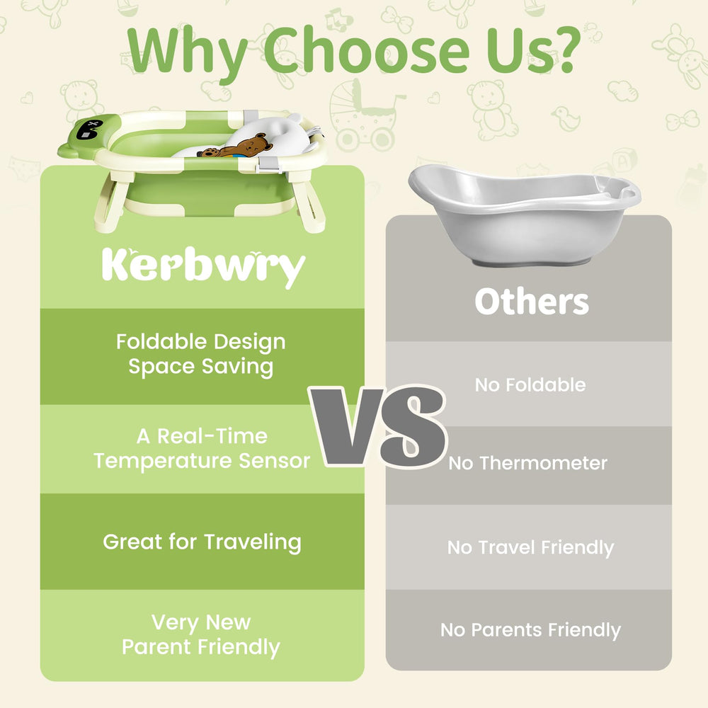 Kerbwry collapsible baby bathtub green color complements nursery decor