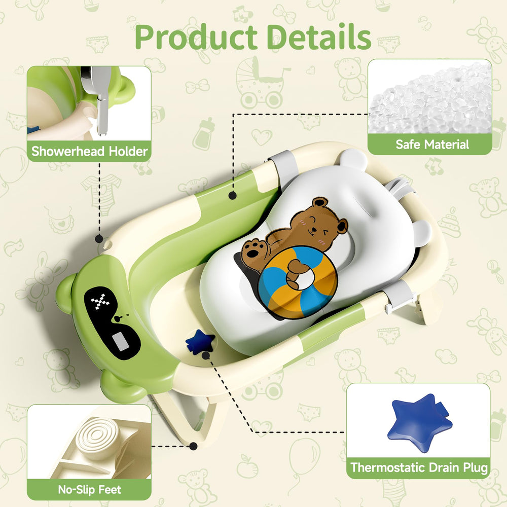Kerbwry collapsible baby bathtub grows from newborn to toddler