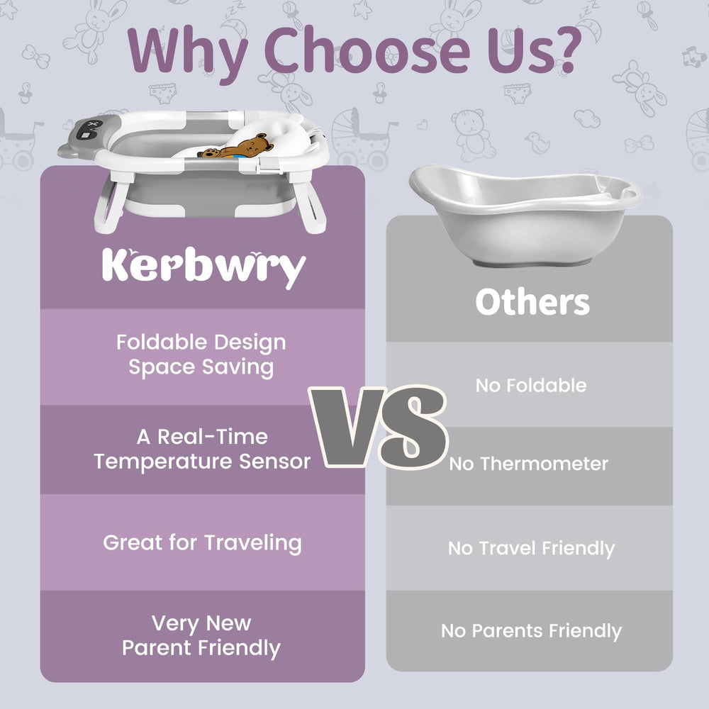 Kerbwry collapsible baby bathtub safety-floating cushion provides extra support