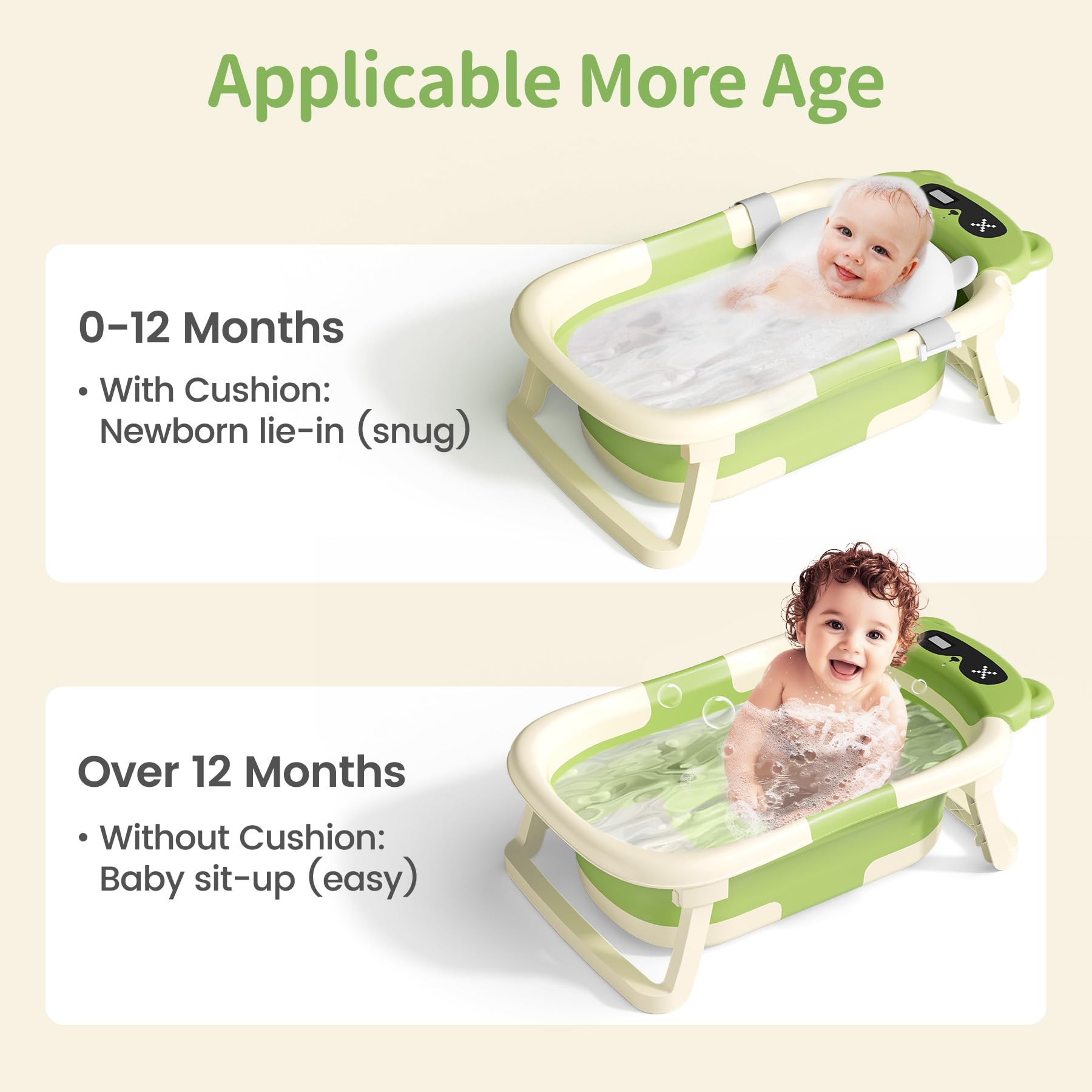 Kerbwry collapsible baby bathtub with soft towel included for gentle bath